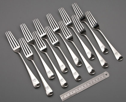 Antique York Silver Tableforks (set of 12) - Hampston & Prince